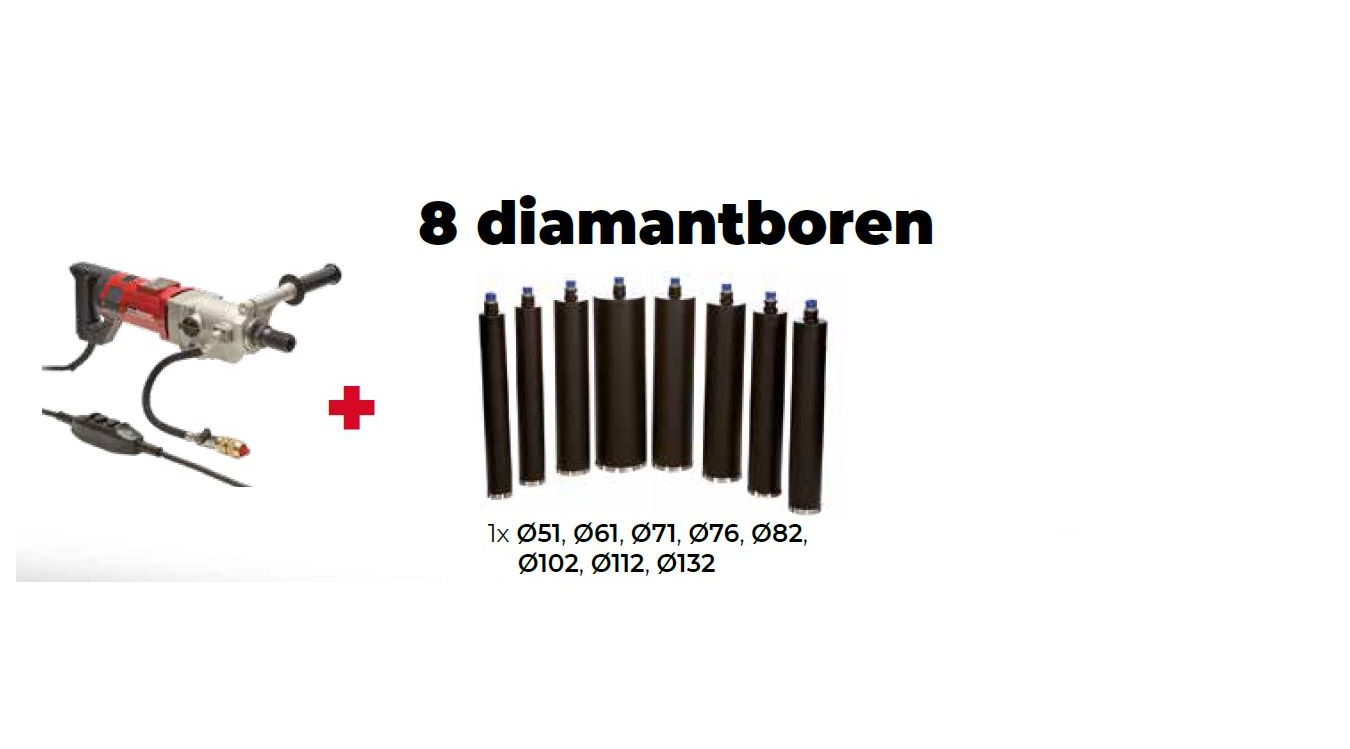 Senco PRID105L02 Diamantboormachine 2200 Watt 200 mm + 8 Boren set laser marathon